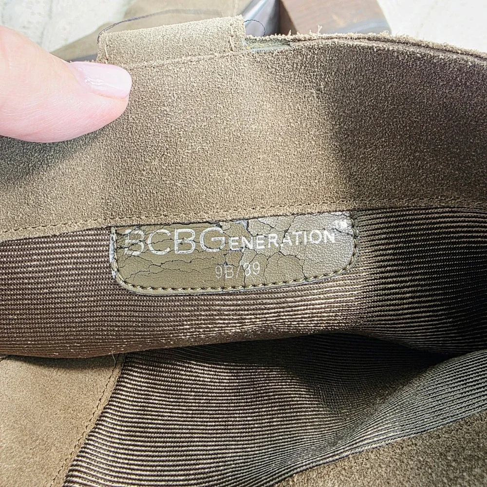BCBGeneration Tall Over the Knee Suede Boots Olive Green Women 9B Excellent